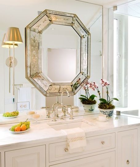 layered mirrors elegant bathroom design