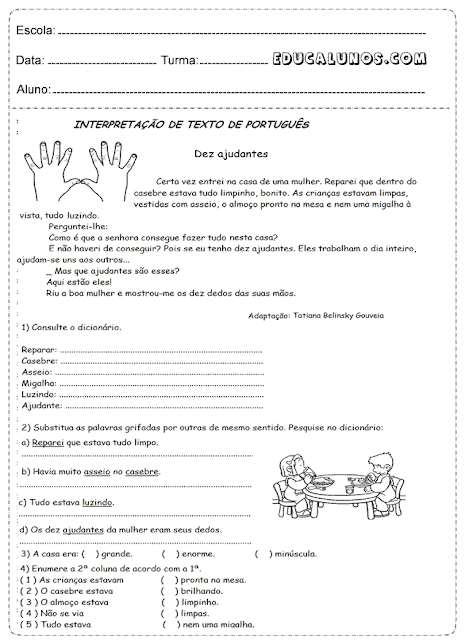 Interpretação de texto de português