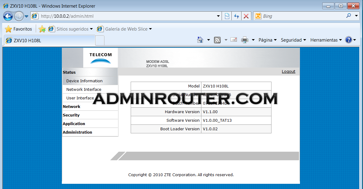 Configurar Modem WIFI ZTE ZXV10 H108L