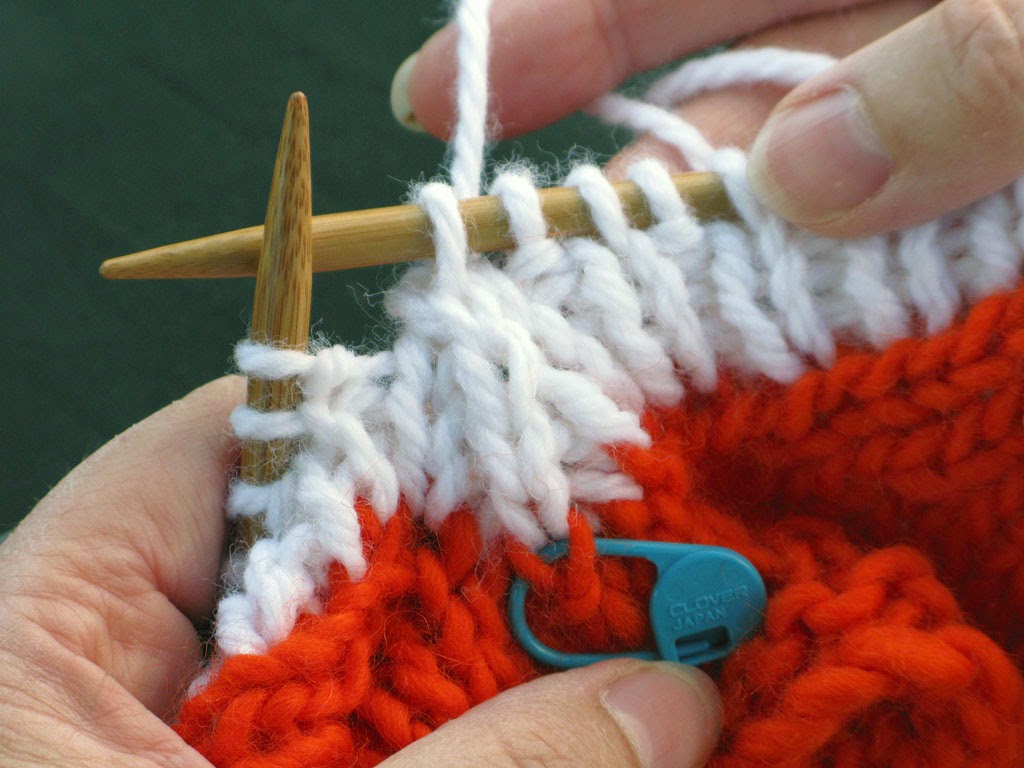 Knitting and More: Knit 1 Purl 1 Rib Neckband for a V-neckline