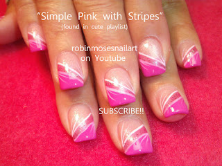 Easy pink Nail Art, Simple pink Nail Art, Pink Stripe Nail Art, Strawberry Shortcake Nail Art, Strawberry Nail art, 