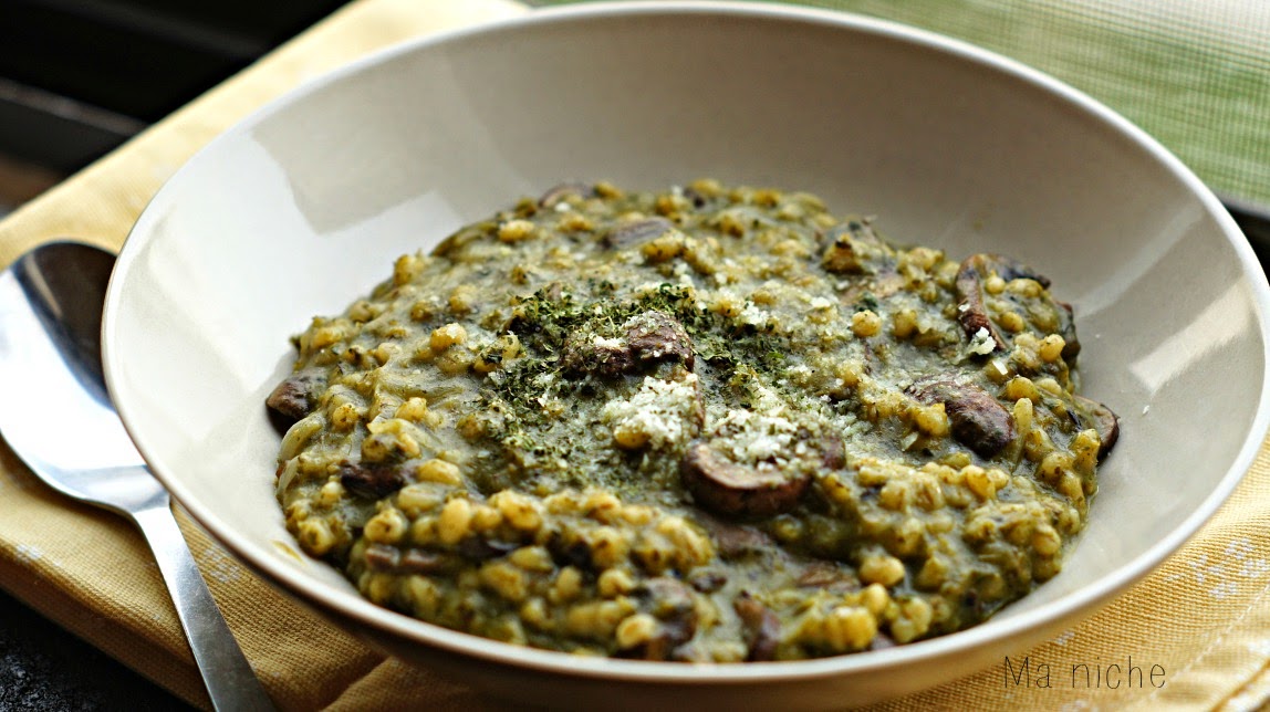 Ma Niche Barley Risotto with Mushrooms & Spinach