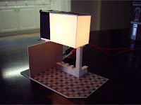 First level interior with lit diffuser box
