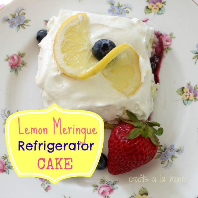 Creamy Lemon Meringue Refrigerator Cake With Blueberries Crafts a la mode