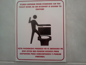 Please Refrain from Standing on the Toilet Bowl as an Accident is Bound to Happen!