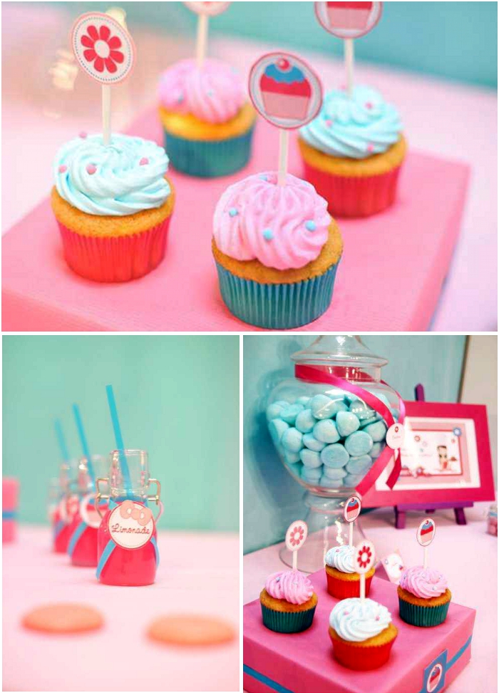 Pink and Aqua Dessert Table at hello kitty party supplies target. Pink and Aqua Dessert Table at