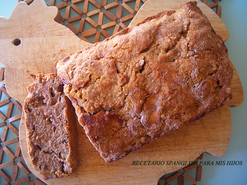 Recetario Spanglish para mis hijos Pan o budín vegan de manzanas con