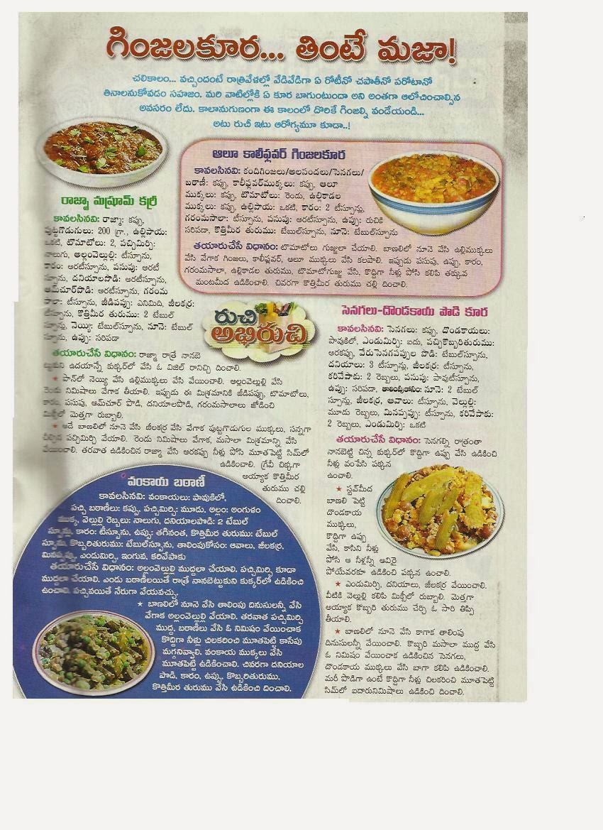 VARIOUS FOOD DISHES IN TELUGU LANGUAGE CURRIES WITH SEEDS ( GINJALA