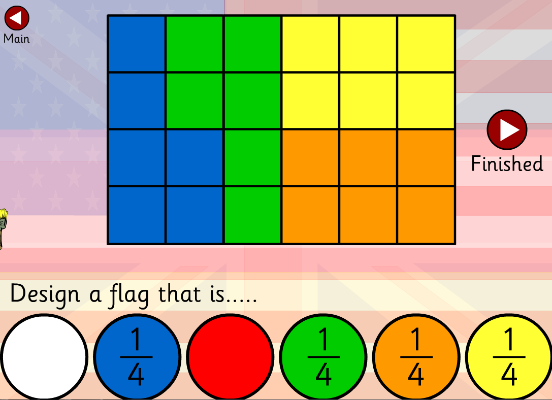 The Elementary Math Maniac Fun and Free Computer Games Fraction Flags