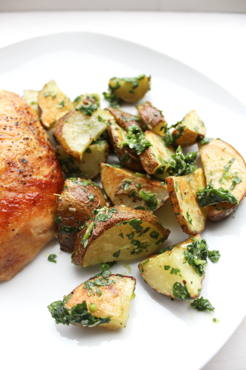 Roasted Potatoes with Kale Pesto Han Can Cook