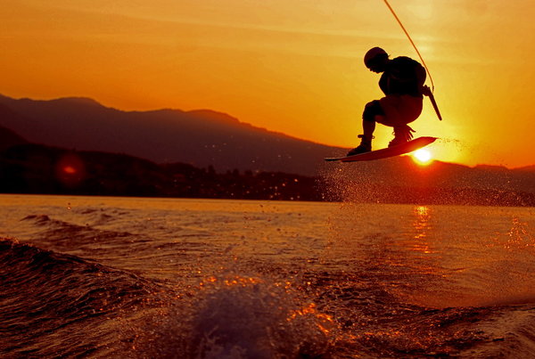 Wakeboarding At Sunset