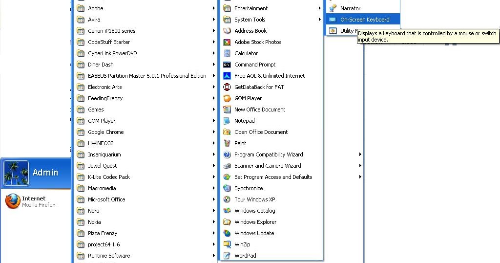 OnScreen Keyboard Windows XP