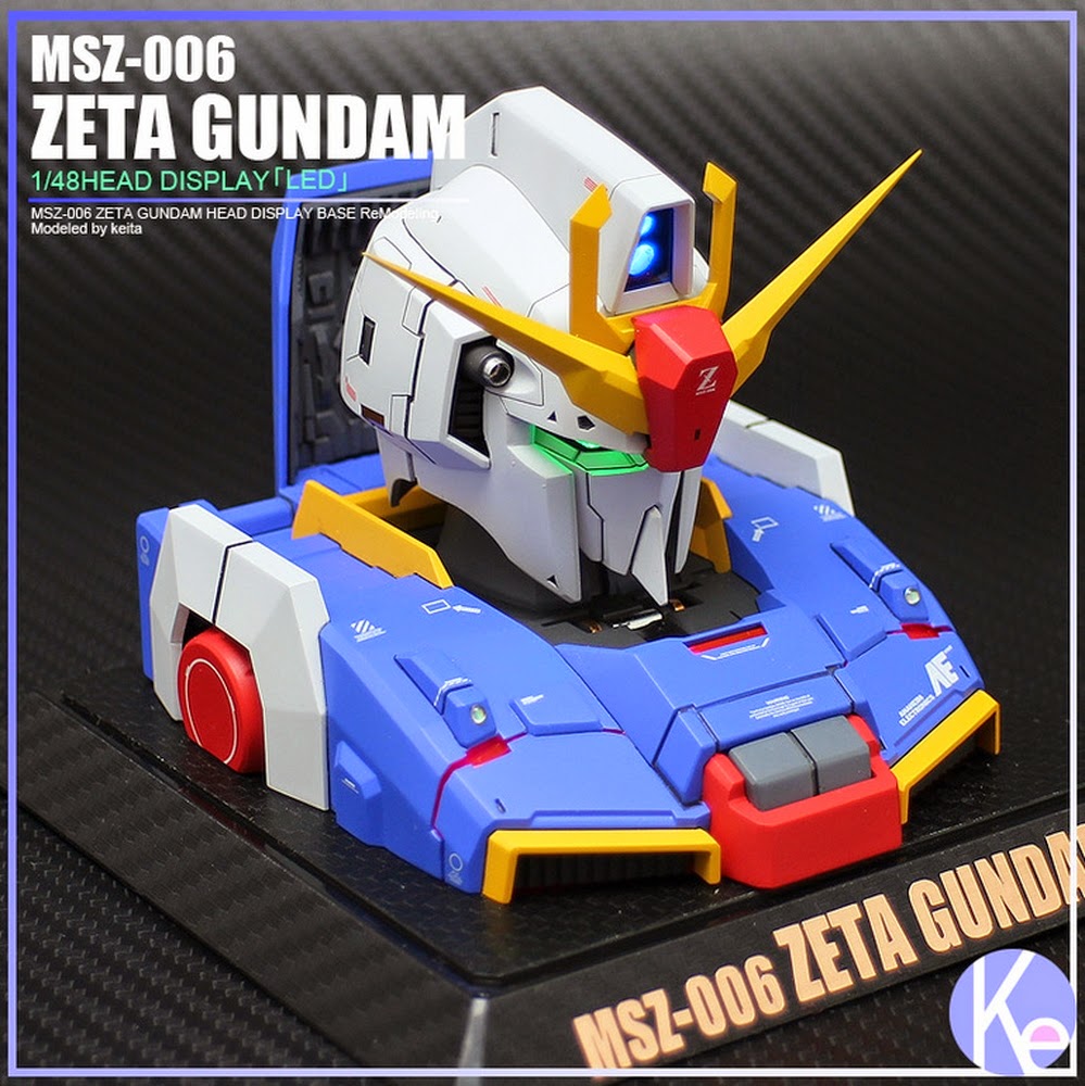 Custom Build 1/48 Zeta Gundam Head Display Base with LED Gundam Kits