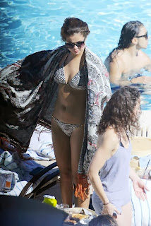 Selena Gomez wearing a Zebra Bikini and Tattoo in Miami