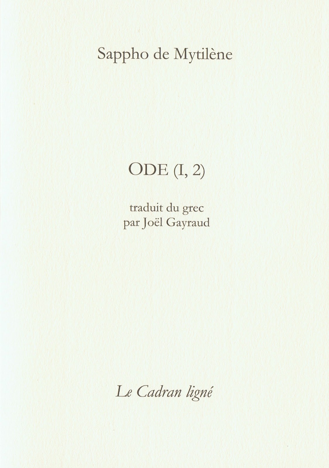 Collection De Poesie Le Cadran Ligne 9eme Serie Speciale