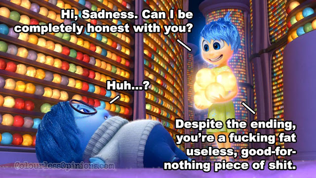 If family films like this had an 'honesty island' too. inside out movie meme sadness
