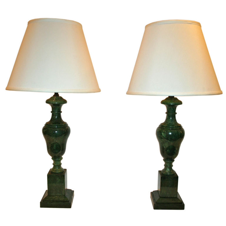 Chinoiserie Chic Green Alabaster Lamps High/Low