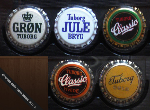 Beer caps collection: Tuborg Gron, Jule Bryg, Classic, Classic Hvede, Guld Beer caps collection: Tuborg Gron, Jule Bryg, Classic, Classic Hvede, Guld