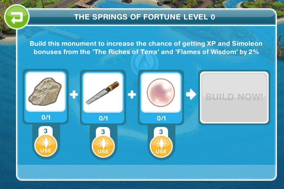 How do you build the first monument on sims freeplay