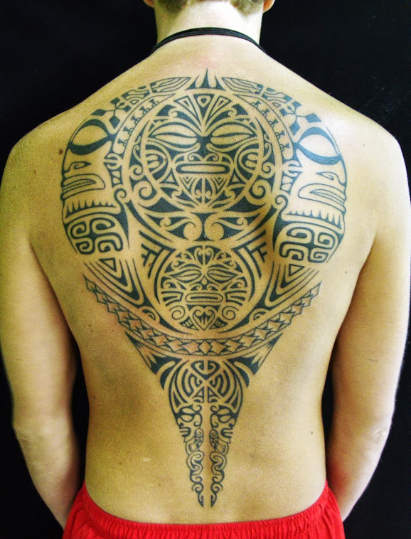 Polynesian back piece done by hand