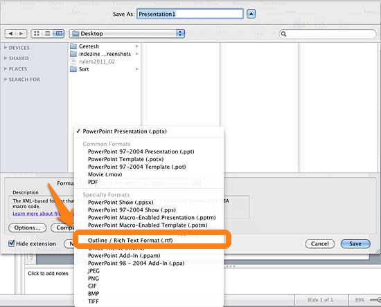 how to save powerpoint to mac