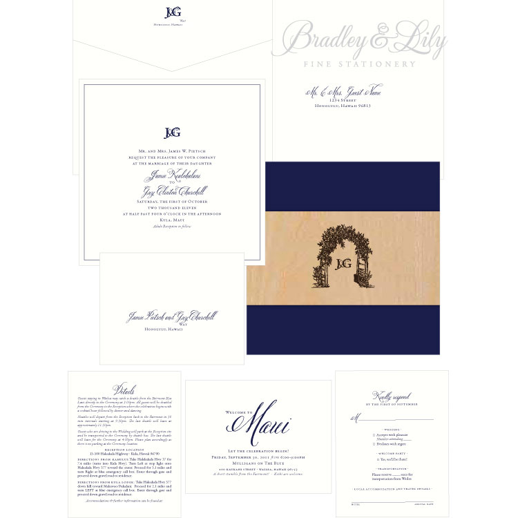 Upcountry Maui Wedding Invitation Suite Bradley & Lily Fine Stationery