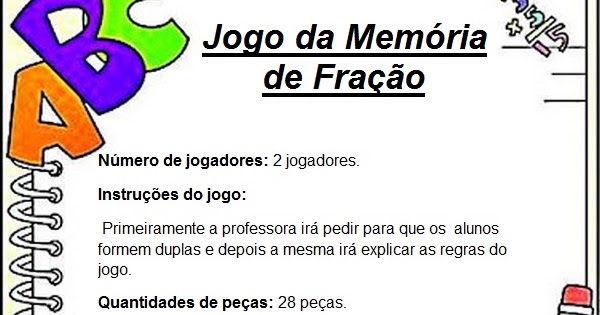 Modelo do Jogo Memória das Frações.