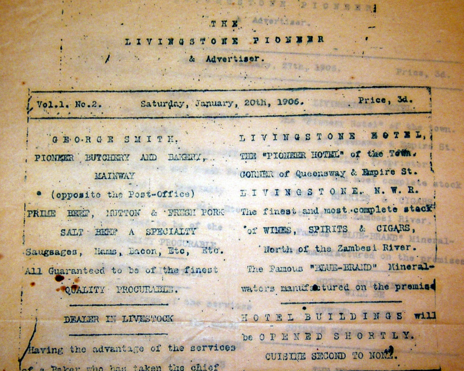 Zambezi Traveller Blogspot The first newspaper in Zambia