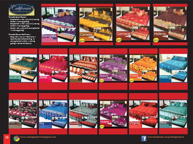 Katalog Buku LOVIE edisi 4 Tahun 2012 Page 10 : Sprei dan Bedcover CALIFORNIA Katalog Buku LOVIE edisi 4 Tahun 2012 Page 10 : Sprei dan Bedcover CALIFORNIA