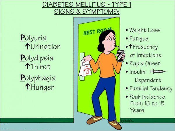 Diabetes mellitis: type 1 and type 2