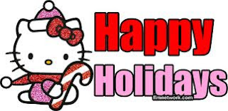 Santa kitten pet with candy cane wishing happy holidays clip art photo