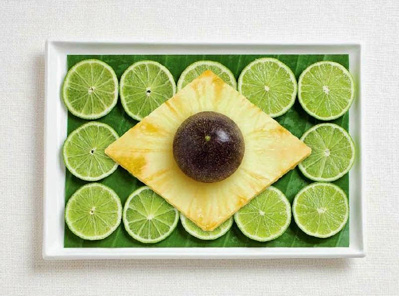 Brazil Flag  (Banana leaf, limes, pineapple, passion fruit)