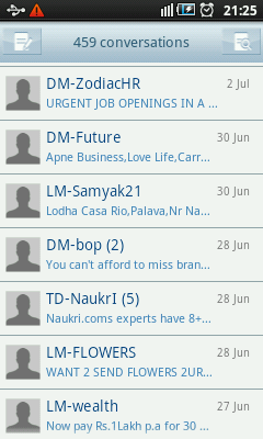 Android-SMS - Message Conversations List
