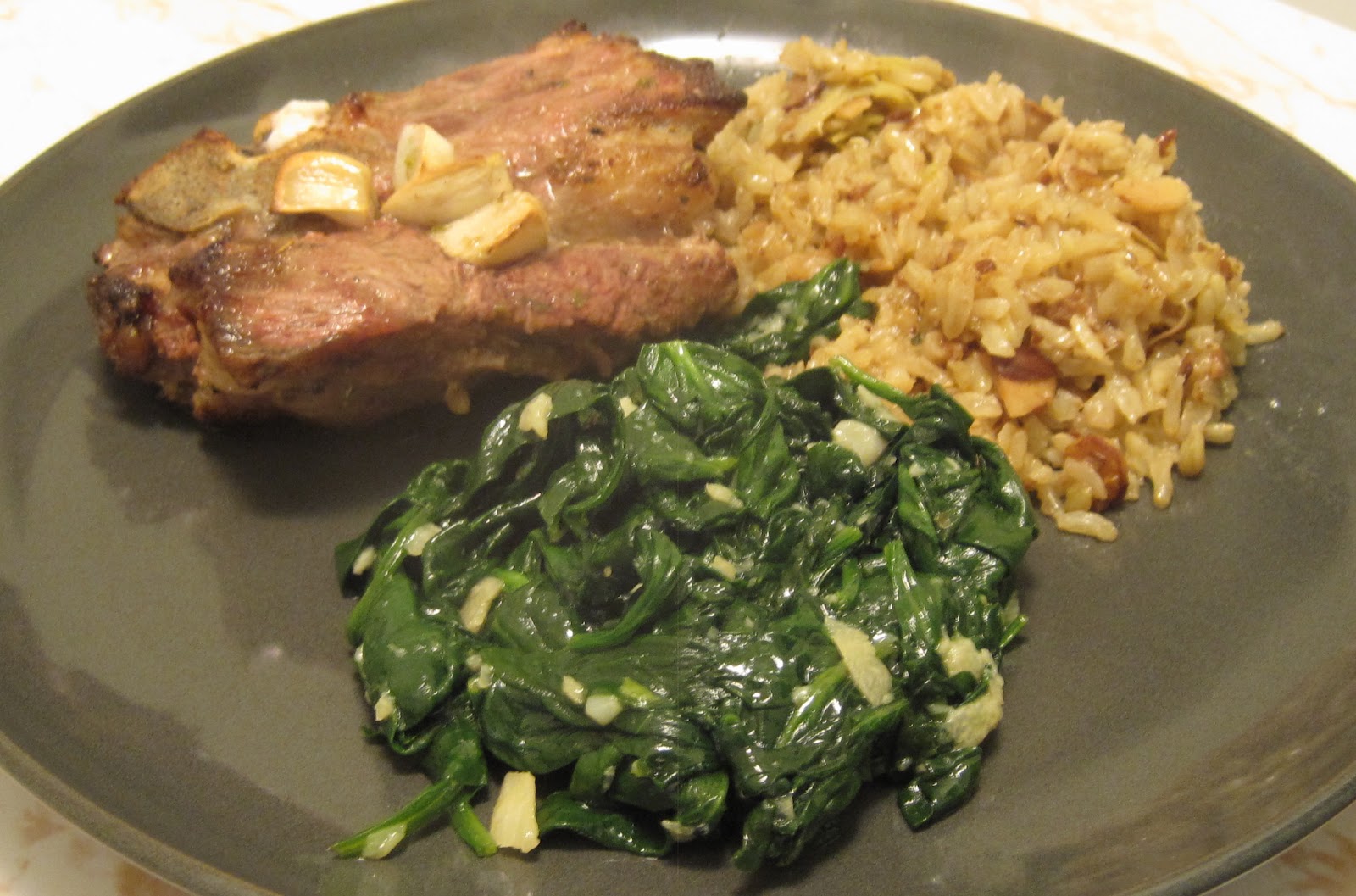City Share Greek Dinner of Lamb Chops and Artichoke Rice Pilaf