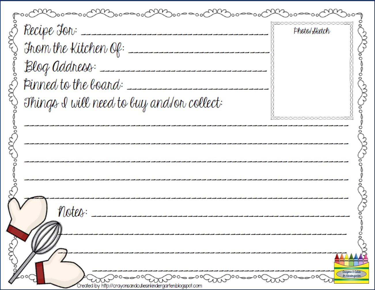recipe templates for pages