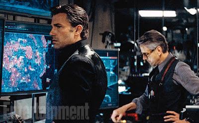 Ben Affleck and Jeremy Irons in the Batcave from Batman V Superman