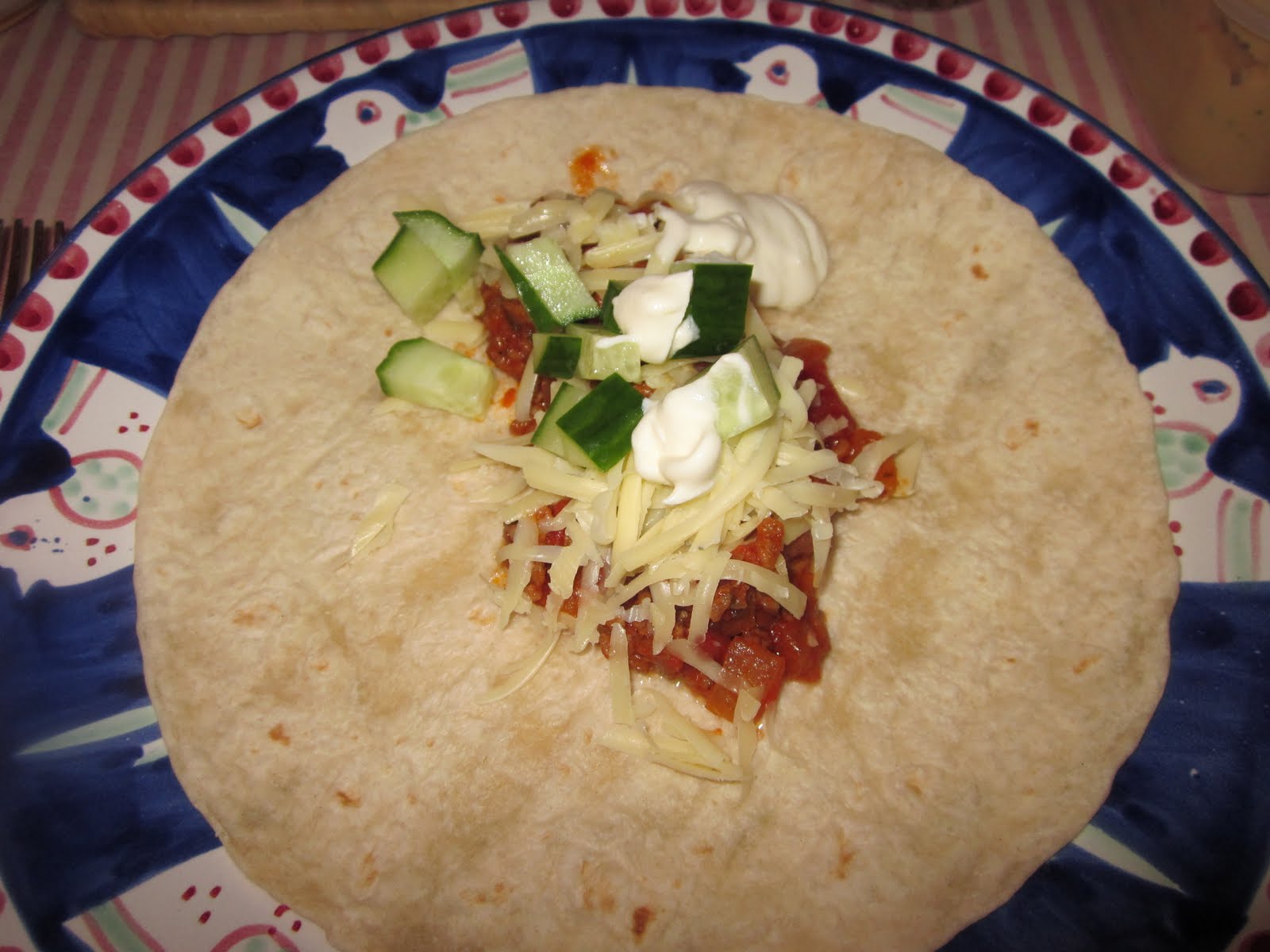 Tortilla Wraps with Beef Mince Blue Sky and Bunting