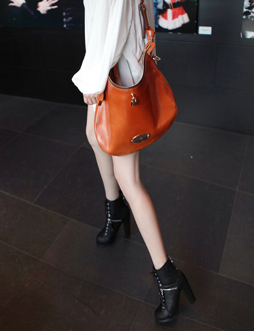 [Miamasvin] Camel Hobo Bag with Gold Metal Zipper KSTYLICK Latest