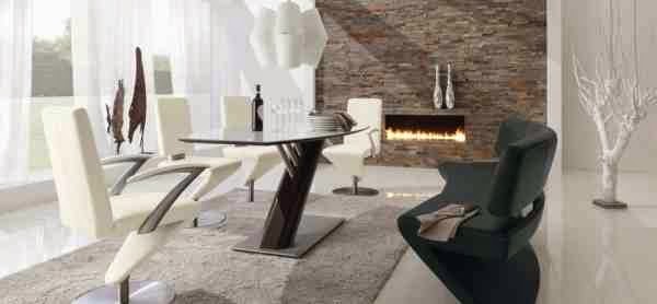 minimalist white dining room furniture with black chair