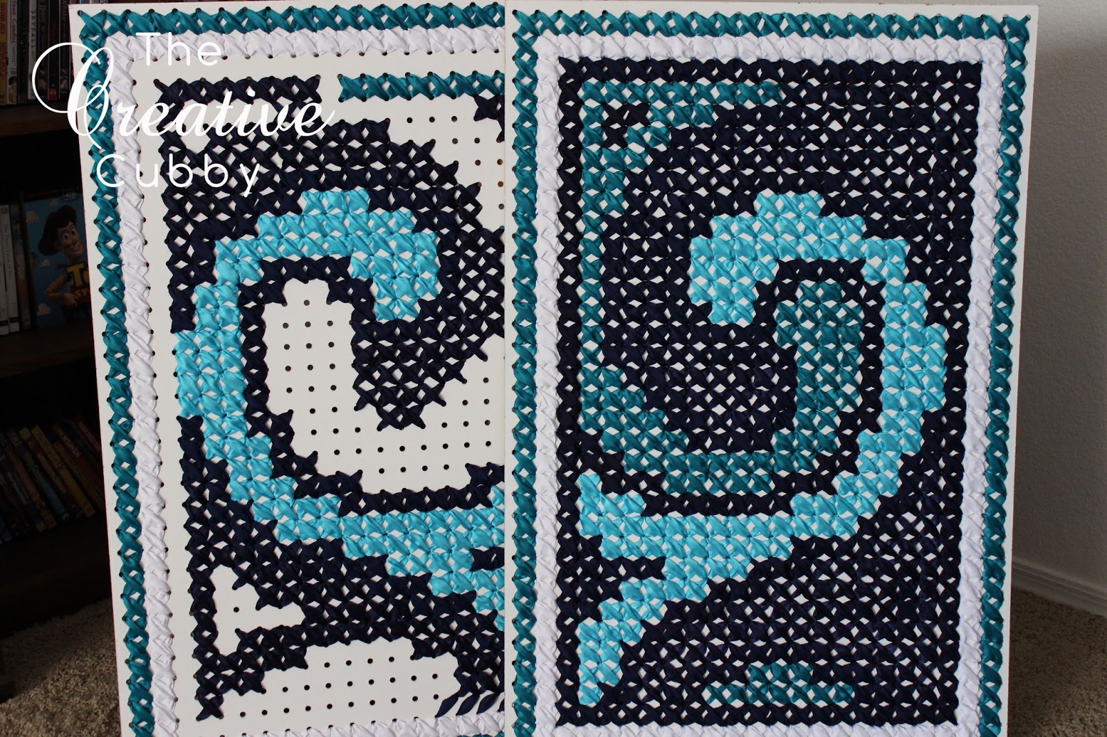 The Creative Cubby Pegboard Cross Stitch Artwork with Ribbon