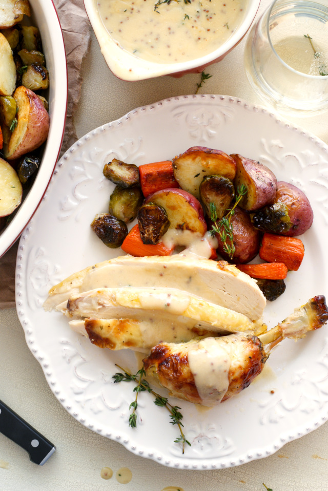 Oven Roasted Chicken and Vegetables with MustardThyme Gravy The Two