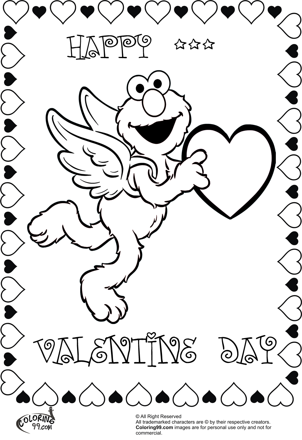 Elmo Valentine Coloring Pages   Team colors