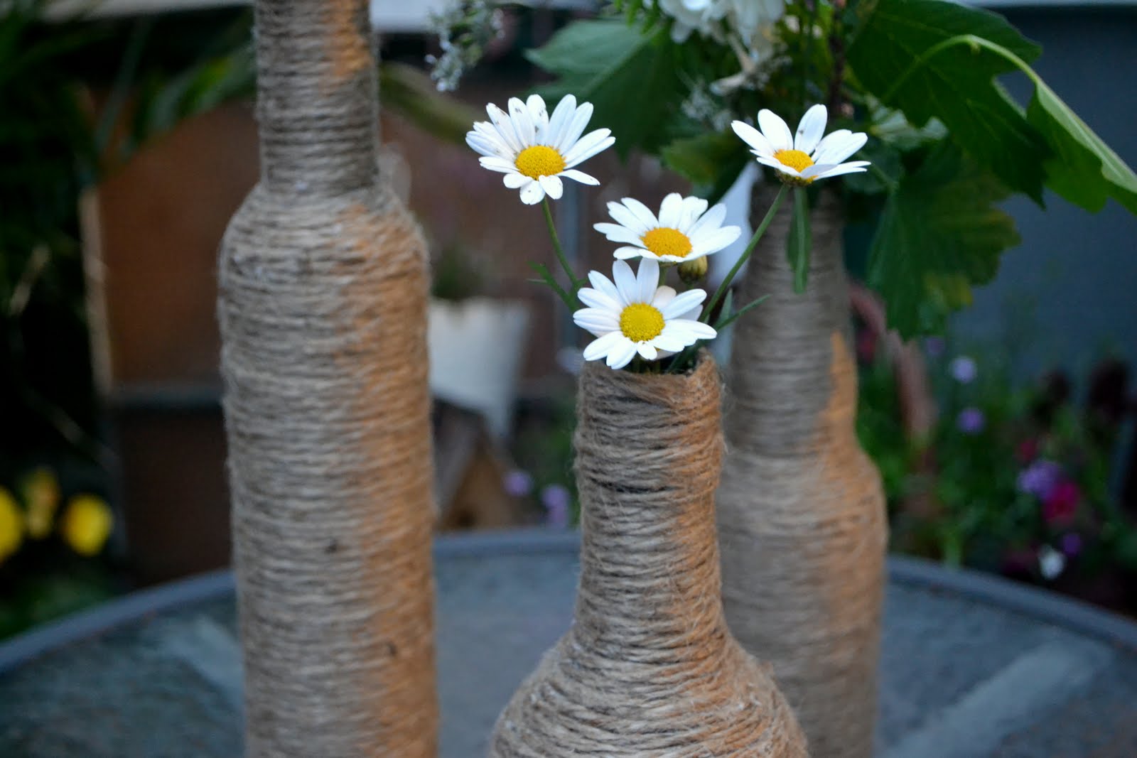 p.s.♡ diy twine bottle vases