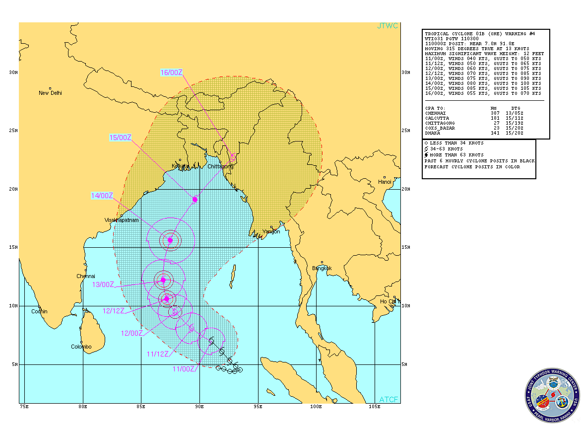 LATEST UPDATE BAY OF BENGAL MAHASEN CYCLONE 01B (8.00 AM IST, MAY 11, 2013)Target Chittagong
