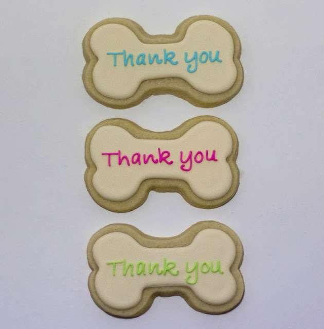 Dog bone thank you cookies