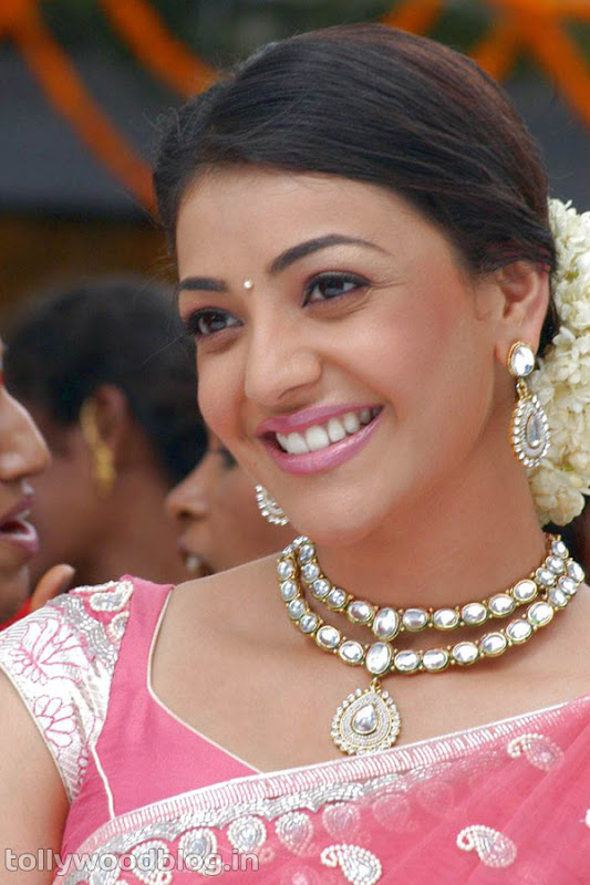 Kajal Agarwal Cute Photos in Pink Saree glamour images