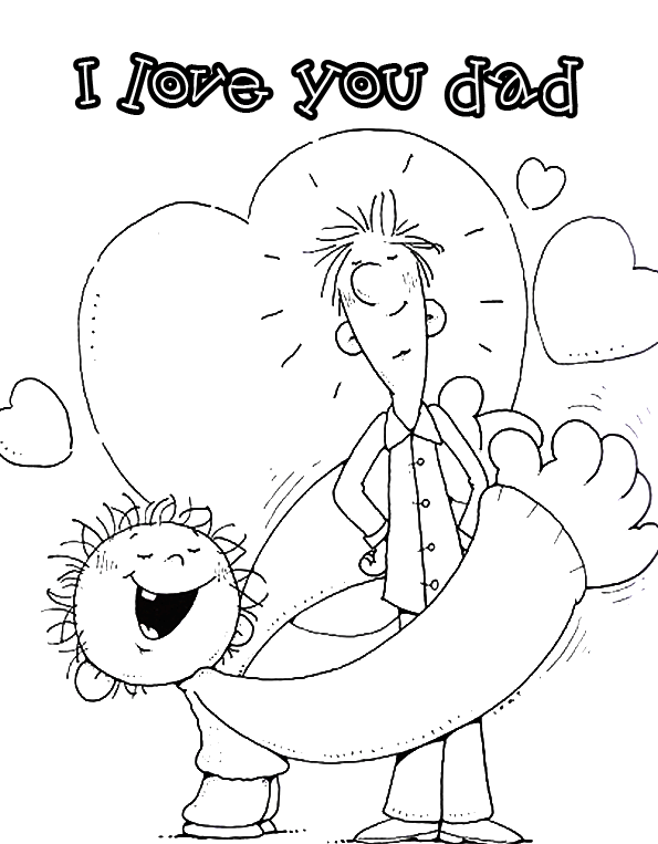 fathers day coloring pages galleries: I Love You Dad Coloring Pages
