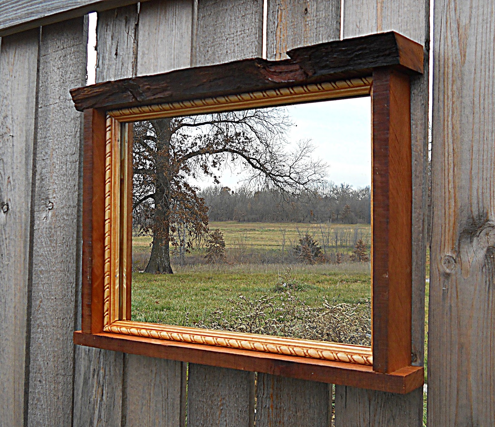 Cass County Woodworks Live Edge Mirror Salvaged Wood 12" x 16