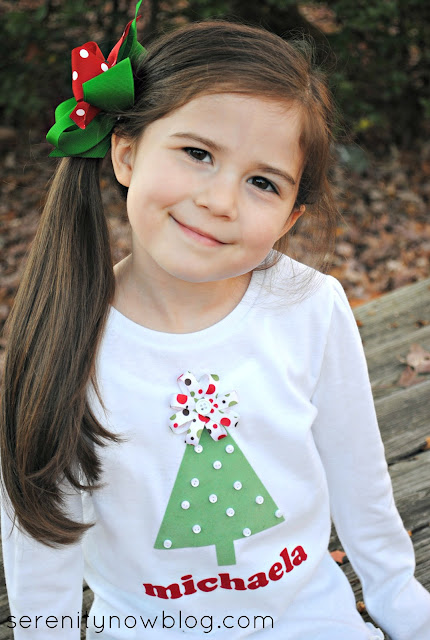 DIY Embellished Christmas Tree Shirts, from Serenity Now