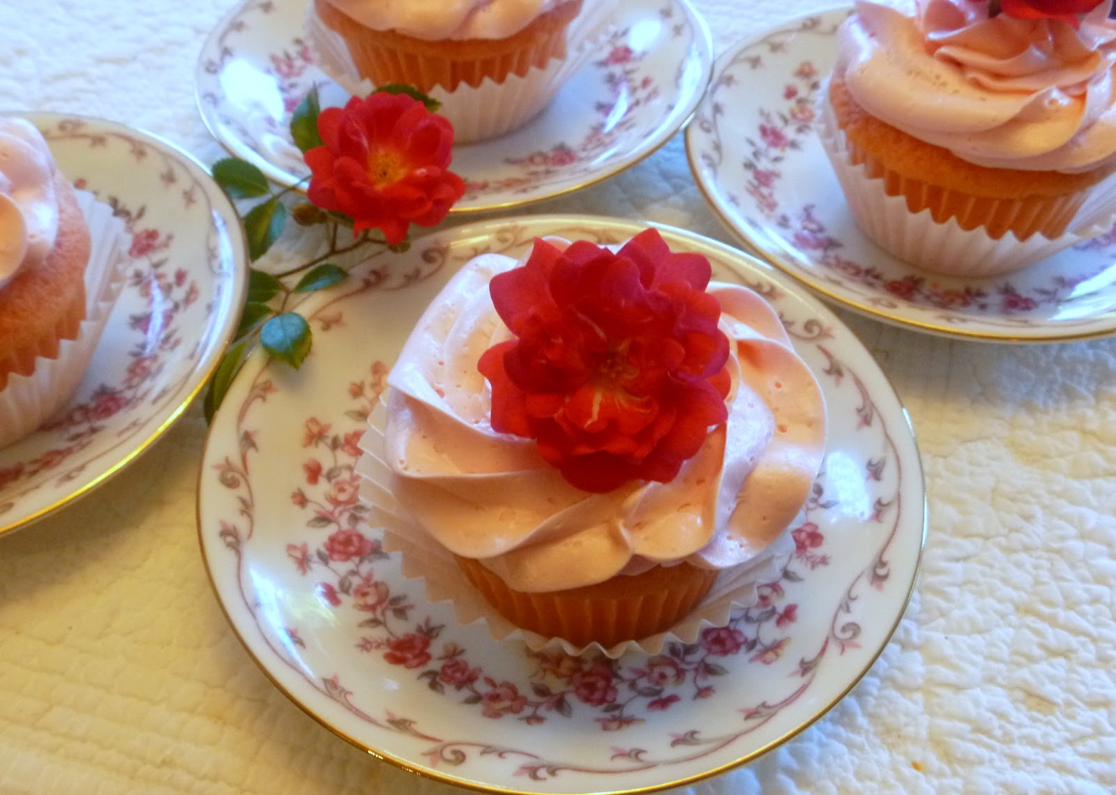 Cupcakes with Edible Rose Mint Garnish Fresh Eggs Daily®